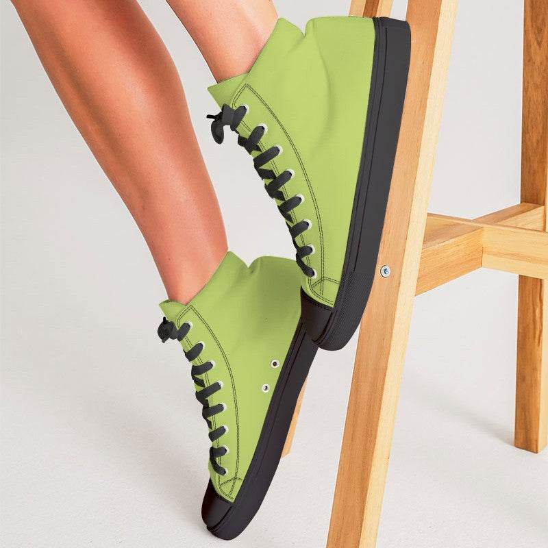 Light Clear Lime Women's High-Top Canvas Sneakers (L-CL-LI) - Woman CloseUp