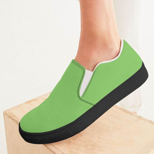 Light Clear Lime Women's Slip-On Canvas Sneakers (GL2-CL-LI) - Woman CloseUp