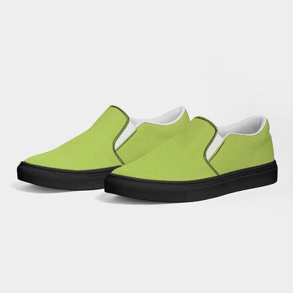 Light Clear Lime Women's Slip-On Canvas Sneakers (L-CL-LI) - Side 3