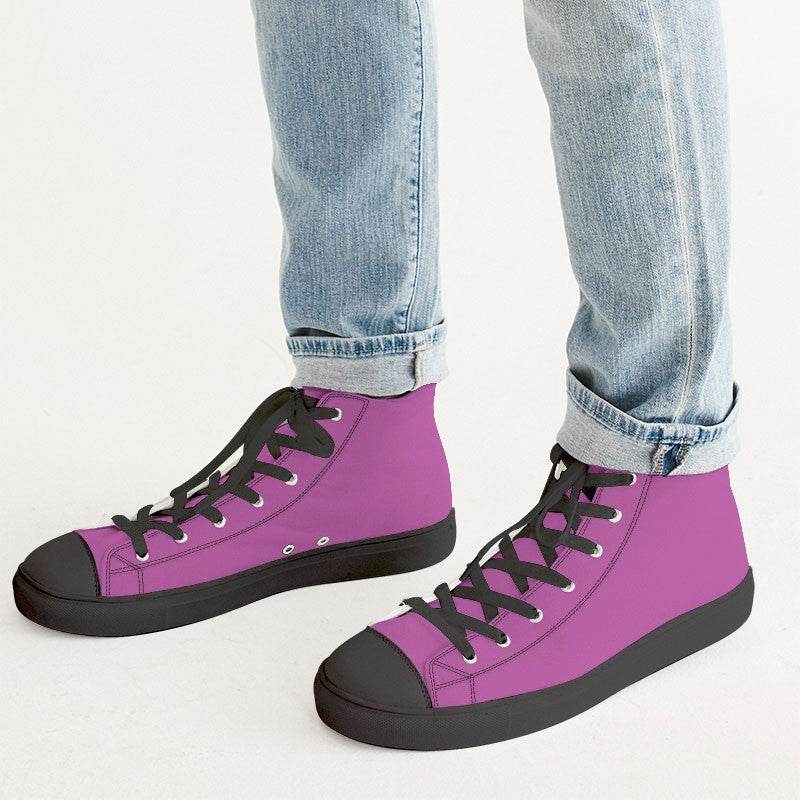 Light Clear Magenta Men's High-Top Canvas Sneakers (PIM3-CL-LI) - Man CloseUp