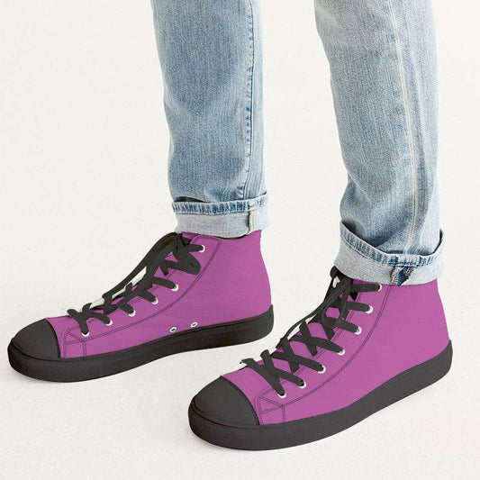 Light Clear Magenta Men's High-Top Canvas Sneakers (PIM3-CL-LI) - Man CloseUp
