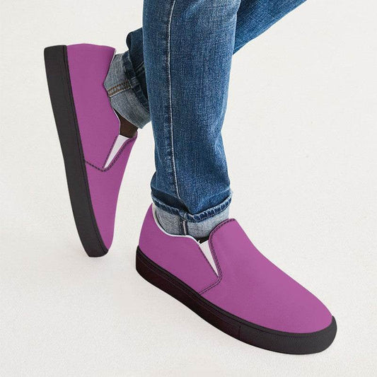 Light Clear Magenta Men's Slip-On Canvas Sneakers (PIM3-CL-LI) - Man CloseUp