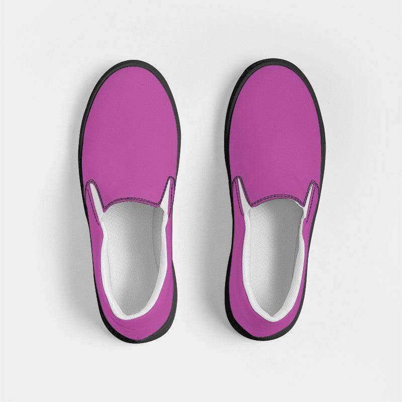 Light Clear Magenta Men's Slip-On Canvas Sneakers (PIM3-CL-LI) - Top