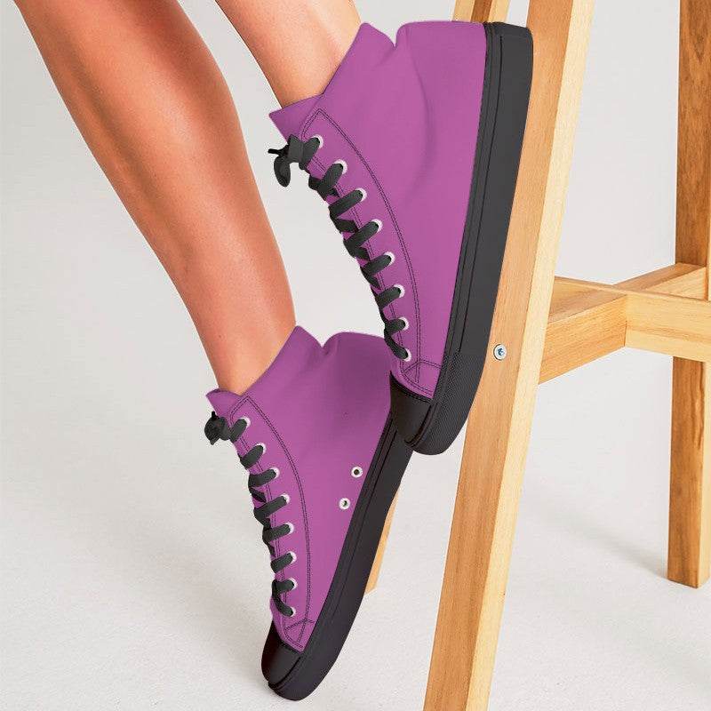 Light Clear Magenta Women's High-Top Canvas Sneakers (PIM3-CL-LI) - Woman CloseUp