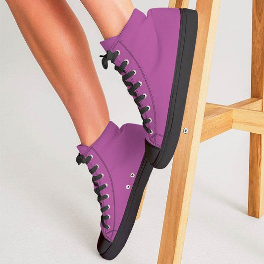 Light Clear Magenta Women's High-Top Canvas Sneakers (PIM3-CL-LI) - Woman CloseUp