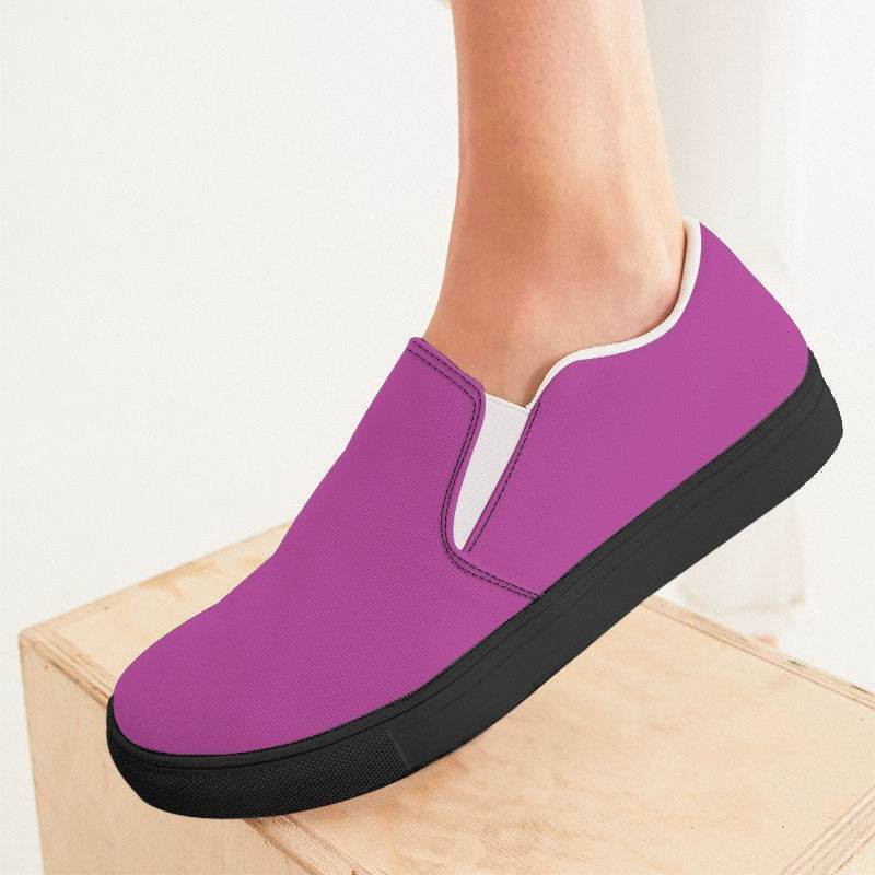 Light Clear Magenta Women's Slip-On Canvas Sneakers (PIM3-CL-LI) - Woman CloseUp