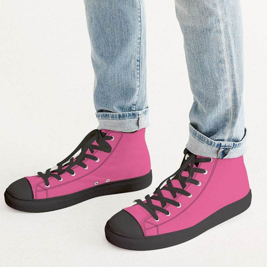 Light Clear Pink Men's High-Top Canvas Sneakers (PI-CL-LI) - Man CloseUp
