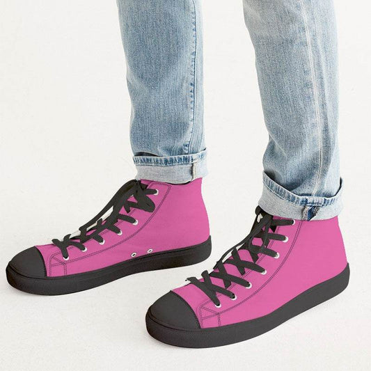 Light Clear Pink Men's High-Top Canvas Sneakers (PIM1-CL-LI) - Man CloseUp
