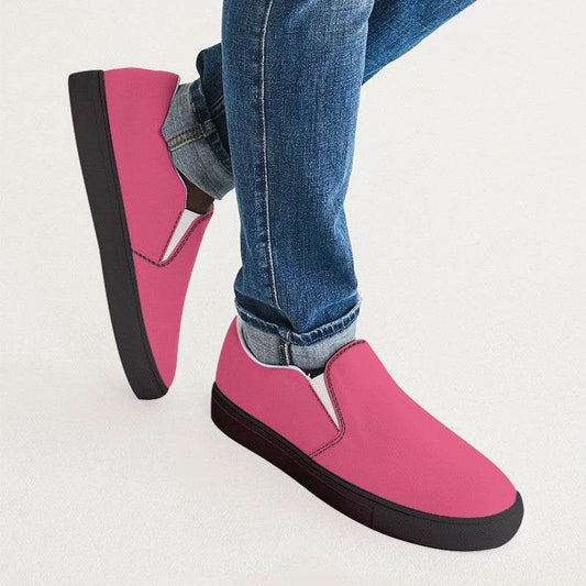 Light Clear Pink Men's Slip-On Canvas Sneakers (RPI3-CL-LI) - Man CloseUp