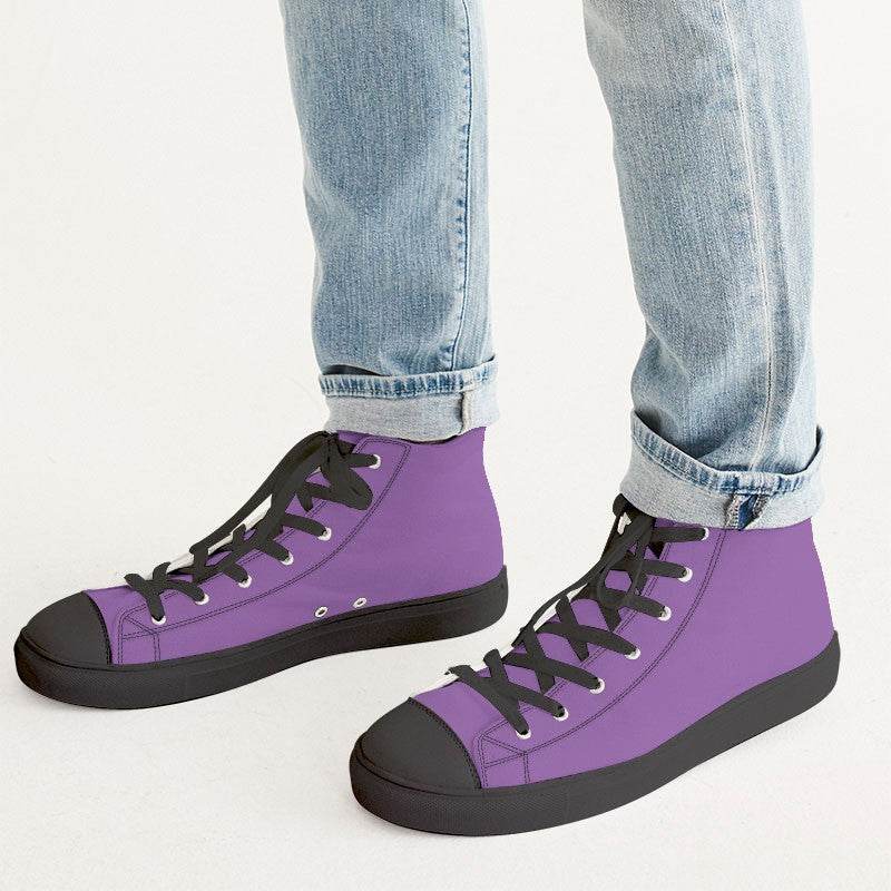 Light Clear Purple Men's High-Top Canvas Sneakers (MPU2-CL-LI) - Man CloseUp