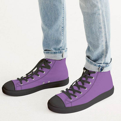 Light Clear Purple Men's High-Top Canvas Sneakers (MPU2-CL-LI) - Man CloseUp