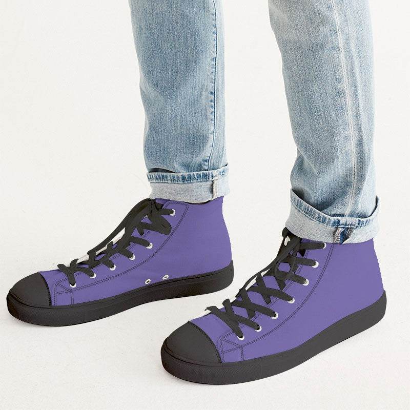 Light Clear Purple Men's High-Top Canvas Sneakers (PUI1-CL-LI) - Man CloseUp