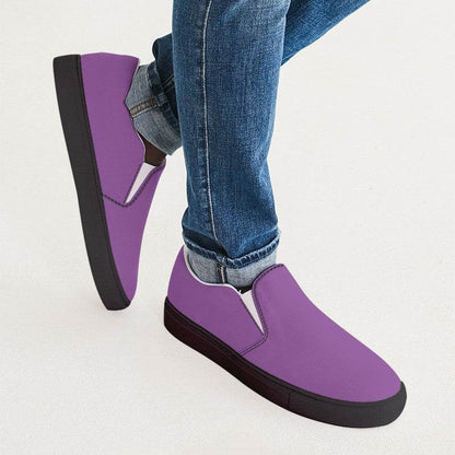 Light Clear Purple Men's Slip-On Canvas Sneakers (MPU1-CL-LI) - Man CloseUp