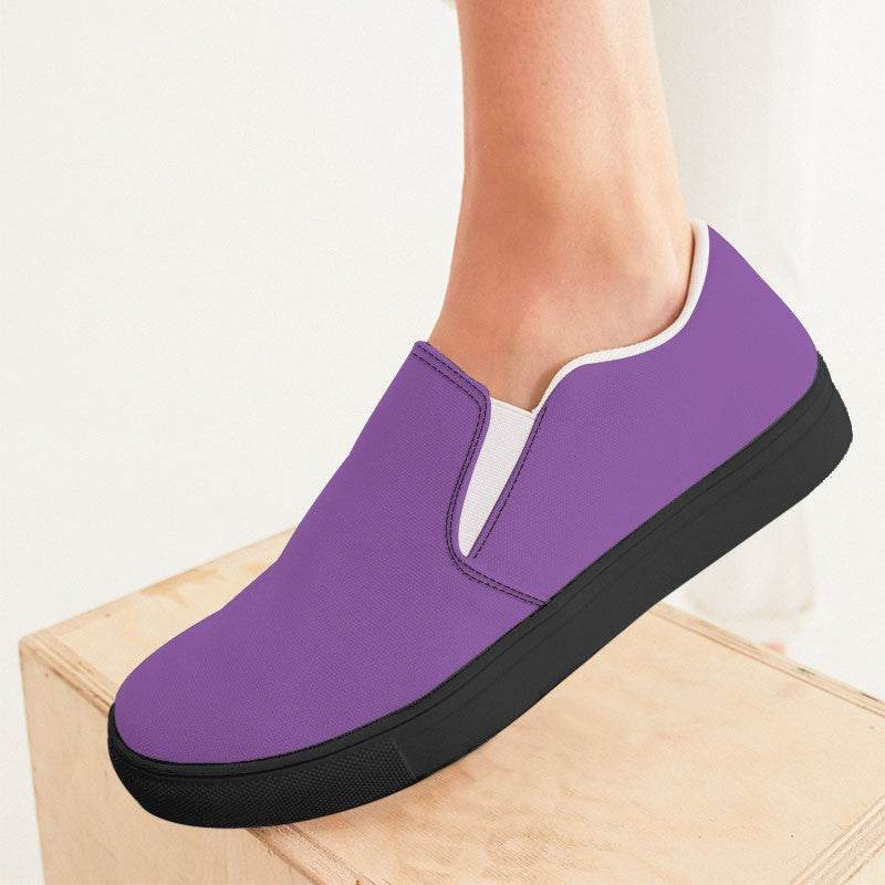 Light Clear Purple Women's Slip-On Canvas Sneakers (MPU2-CL-LI) - Woman CloseUp