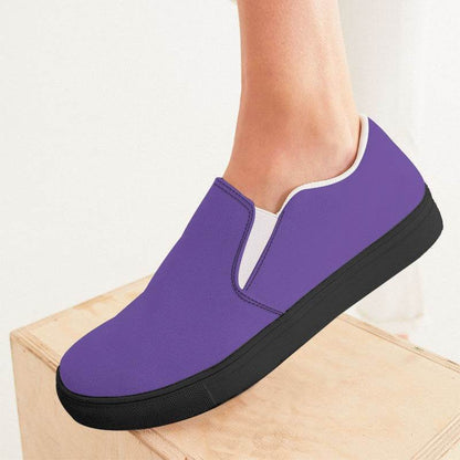 Light Clear Purple Women's Slip-On Canvas Sneakers (PU-CL-LI) - Woman CloseUp