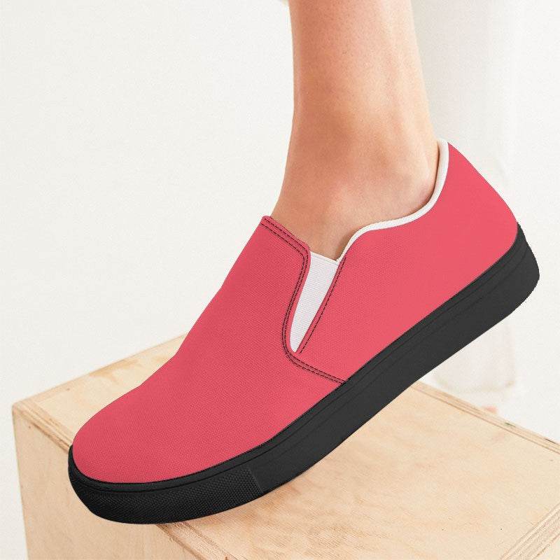 Light Clear Red Women's Slip-On Canvas Sneakers (RPI2-CL-LI) - Woman CloseUp