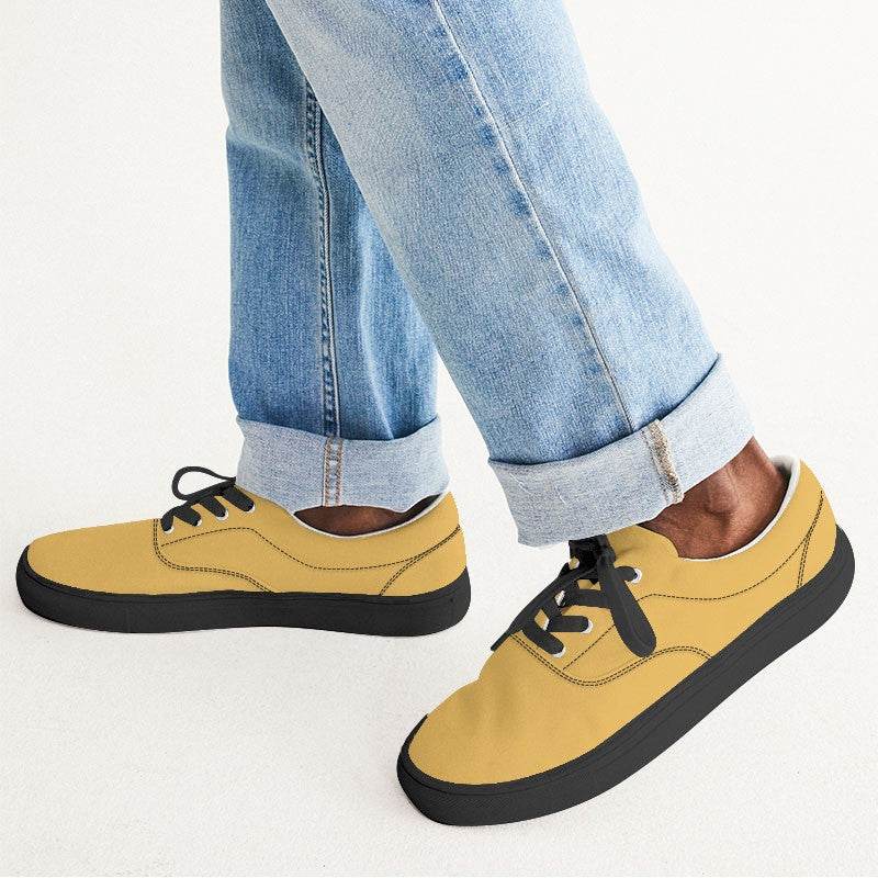 Light Clear Yellow Men's Canvas Sneakers (YO1-CL-LI) - Man CloseUp