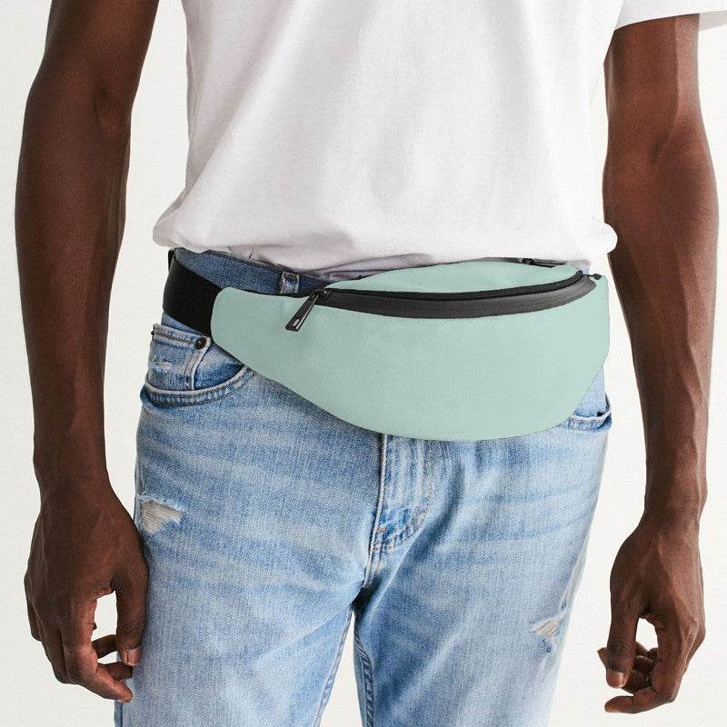 Light Fully-Muted Blue-Green Belt Bag (BG-FM-LI) - Man Front CloseUp