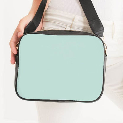 Light Fully-Muted Blue-Green Crossbody Bag (BG-FM-LI) - Woman Front CloseUp