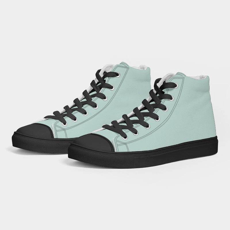 Light Fully-Muted Blue-Green Men's High-Top Canvas Sneakers (BG-FM-LI) - Side 3