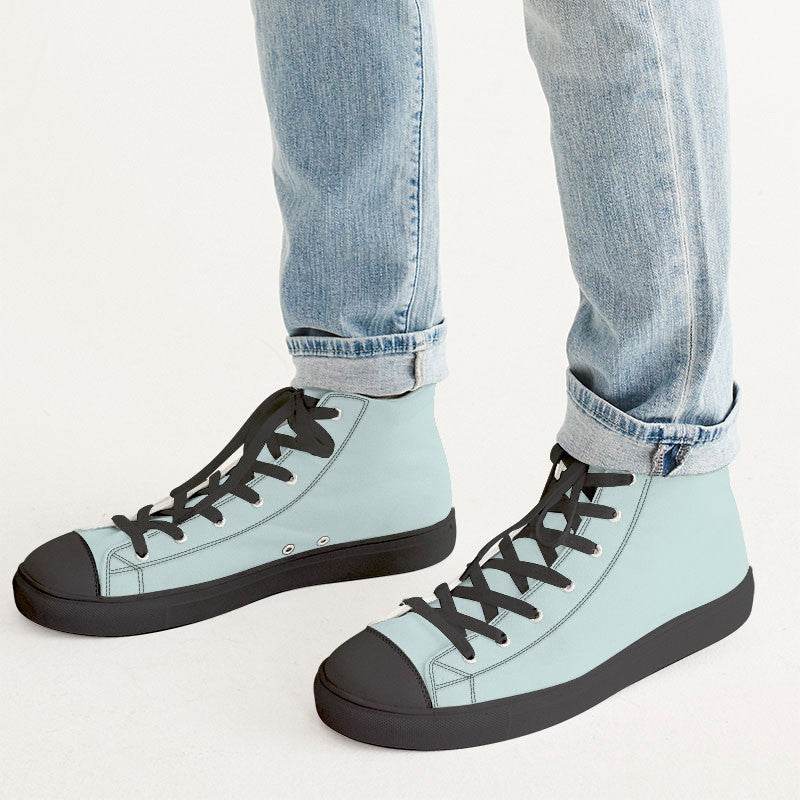 Light Fully-Muted Blue-Green Men's High-Top Canvas Sneakers (CBG2-FM-LI) - Man CloseUp