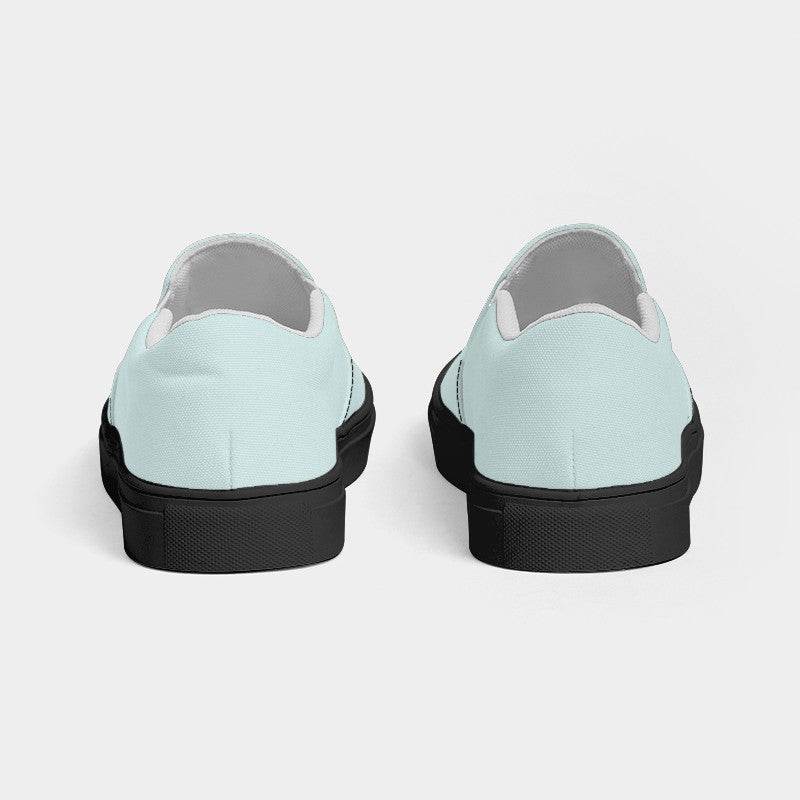 Light Fully-Muted Blue-Green Men's Slip-On Canvas Sneakers (CBG2-FM-LI) - Back