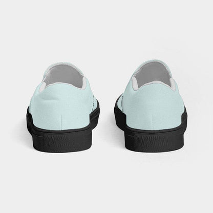 Light Fully-Muted Blue-Green Men's Slip-On Canvas Sneakers (CBG2-FM-LI) - Back