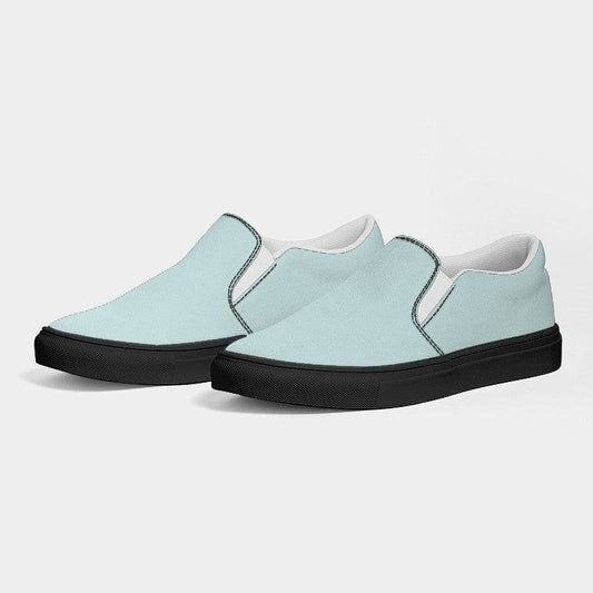 Light Fully-Muted Blue-Green Men's Slip-On Canvas Sneakers (CBG2-FM-LI) - Side 3