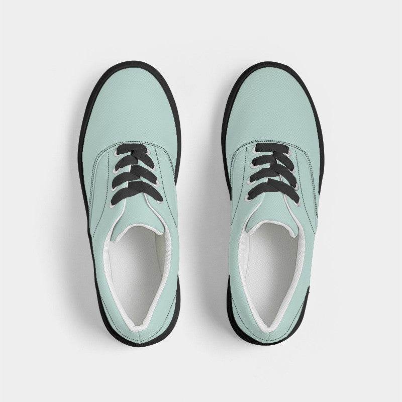Light Fully-Muted Blue-Green Women's Canvas Sneakers (BG-FM-LI) - Top
