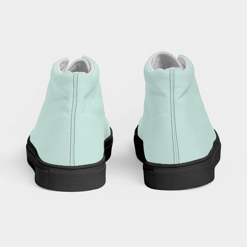 Light Fully-Muted Blue-Green Women's High-Top Canvas Sneakers (BG-FM-LI) - Back