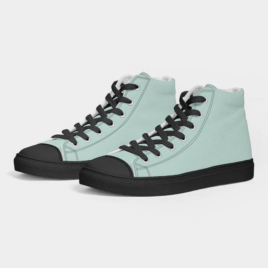 Light Fully-Muted Blue-Green Women's High-Top Canvas Sneakers (BG-FM-LI) - Side 3