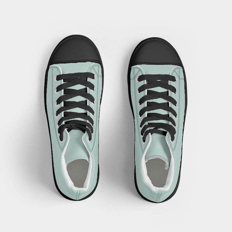 Light Fully-Muted Blue-Green Women's High-Top Canvas Sneakers (BG-FM-LI) - Top