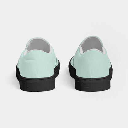 Light Fully-Muted Blue-Green Women's Slip-On Canvas Sneakers (BG-FM-LI) - Back