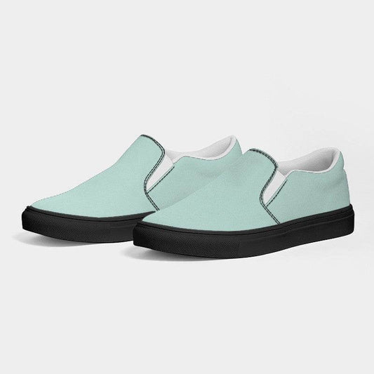 Light Fully-Muted Blue-Green Women's Slip-On Canvas Sneakers (BG-FM-LI) - Side 3