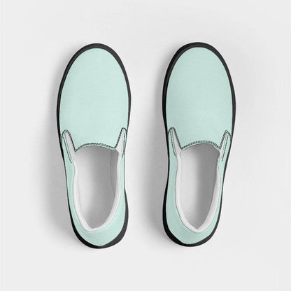 Light Fully-Muted Blue-Green Women's Slip-On Canvas Sneakers (BG-FM-LI) - Top