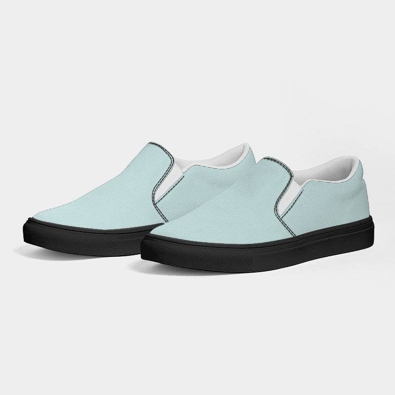 Light Fully-Muted Blue-Green Women's Slip-On Canvas Sneakers (CBG2-FM-LI) - Side 3