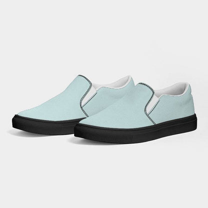 Light Fully-Muted Blue-Green Women's Slip-On Canvas Sneakers (CBG2-FM-LI) - Side 3