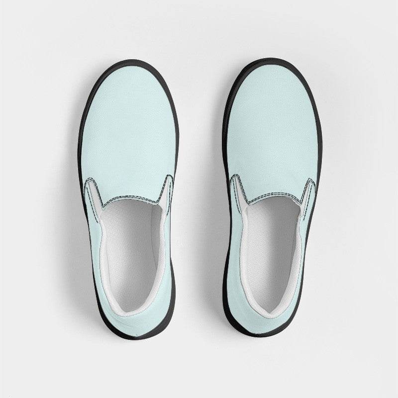 Light Fully-Muted Blue-Green Women's Slip-On Canvas Sneakers (CBG2-FM-LI) - Top