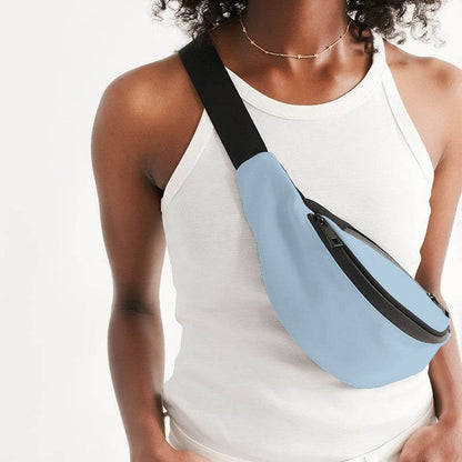 Light Fully-Muted Blue Belt Bag (B-FM-LI) - Woman Front CloseUp