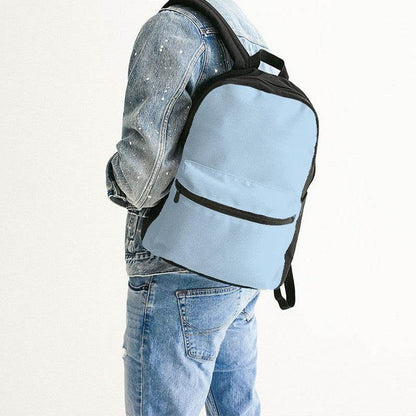Light Fully-Muted Blue Canvas Backpack (B-FM-LI) - Man Back CloseUp