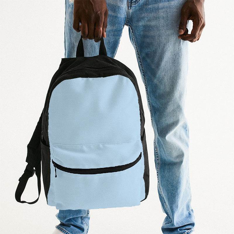 Light Fully-Muted Blue Canvas Backpack (B-FM-LI) - Man Holding