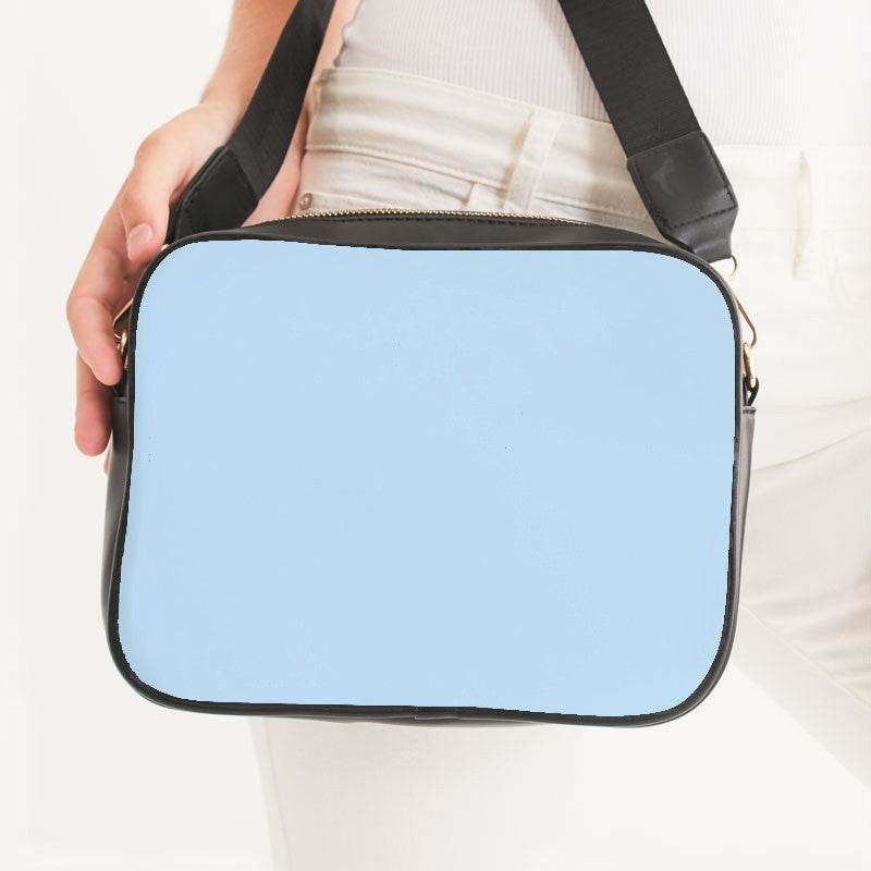 Light Fully-Muted Blue Crossbody Bag (B-FM-LI) - Woman Front CloseUp