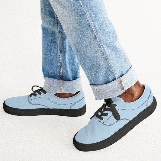 Light Fully-Muted Blue Men's Canvas Sneakers (B-FM-LI) - Man CloseUp