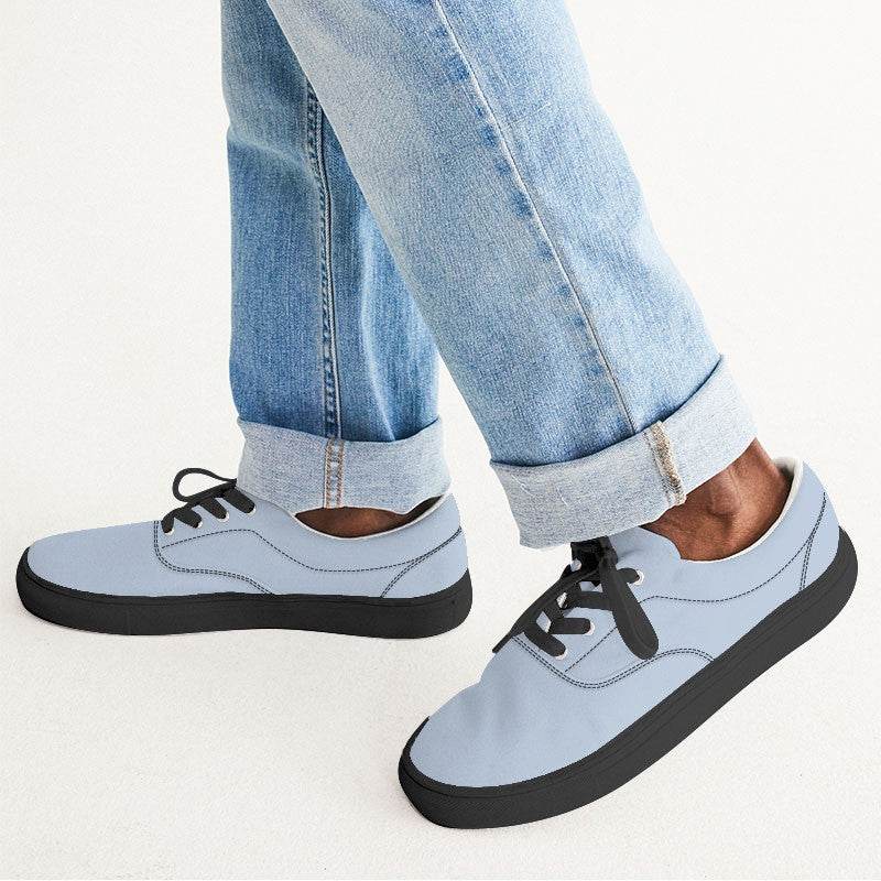 Light Fully-Muted Blue Men's Canvas Sneakers (IB2-FM-LI) - Man CloseUp