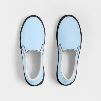 Light Fully-Muted Blue Men's Slip-On Canvas Sneakers (B-FM-LI) - Top