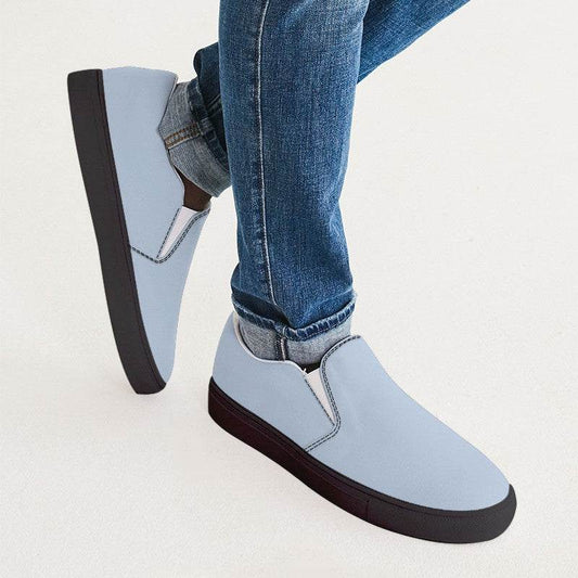Light Fully-Muted Blue Men's Slip-On Canvas Sneakers (IB2-FM-LI) - Man CloseUp