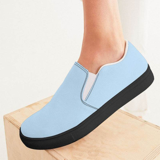 Light Fully-Muted Blue Women's Slip-On Canvas Sneakers (B-FM-LI) - Woman CloseUp