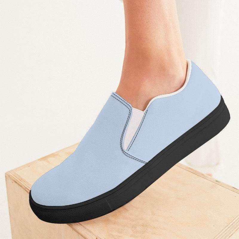 Light Fully-Muted Blue Women's Slip-On Canvas Sneakers (IB2-FM-LI) - Woman CloseUp