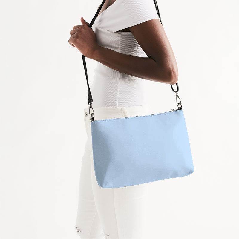 Light Fully-Muted Blue Zip Pouch (B-FM-LI) - Side CloseUp