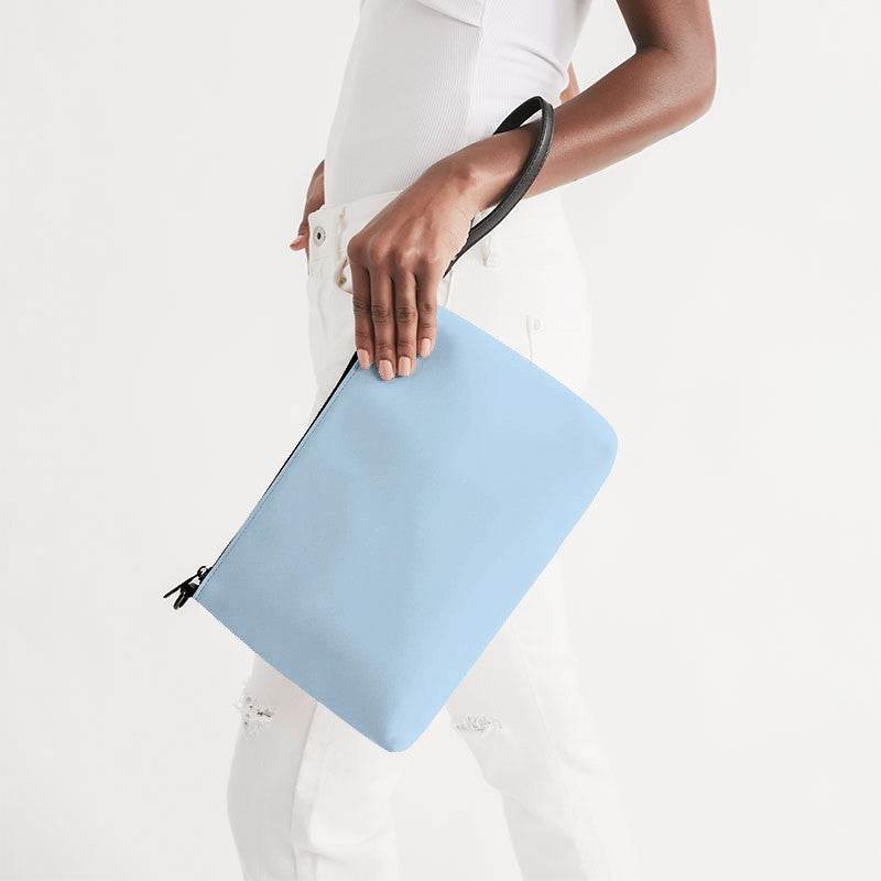 Light Fully-Muted Blue Zip Pouch (B-FM-LI) - Side Holding